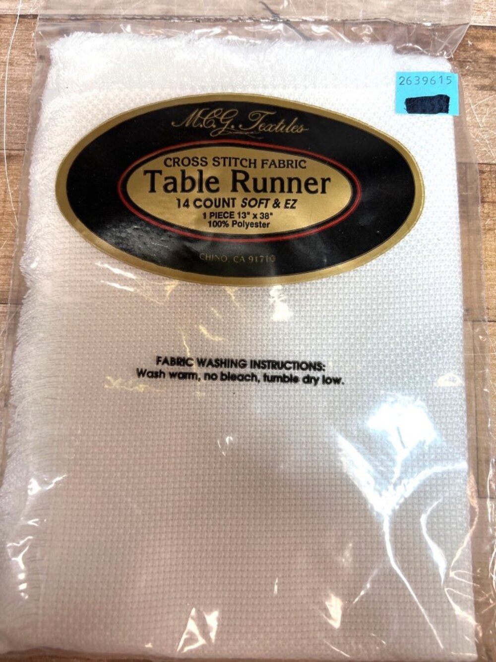 MCG Textiles Cross Stitch Table Runner 14 Count EZ 13 x 38" White 100% Polyester